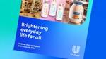 La copertina del rapporto annuale e dei conti 2024 di Unilever mostra le immagini dei marchi Magnum, Dove e Hellmann's