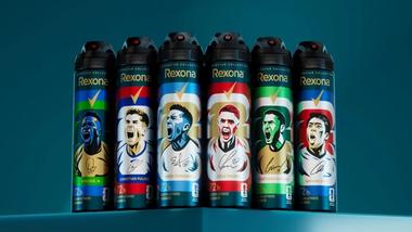 Linea di deodoranti Rexona 72 ore, sponsor ufficiale della Coppa del Mondo FIFA 2026, simbolo di presenza globale del brand.